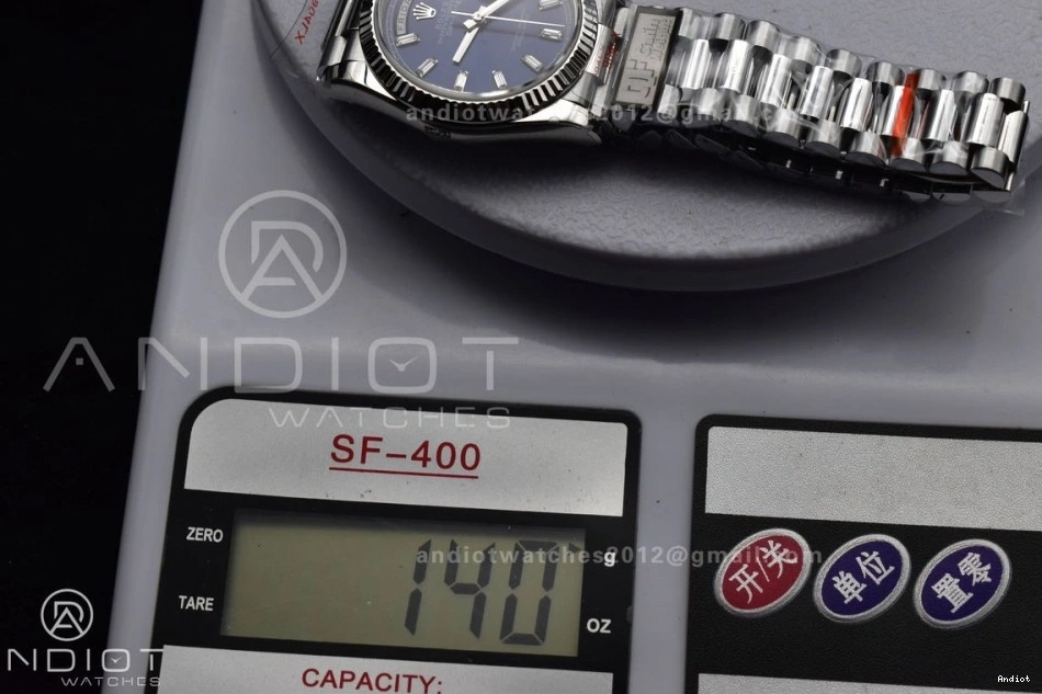 Bracelet vr3255 on Weight) Steel President 904L 36 Crystal SS QF Dial Edition Best (Gain DayDate Blue V5 0412